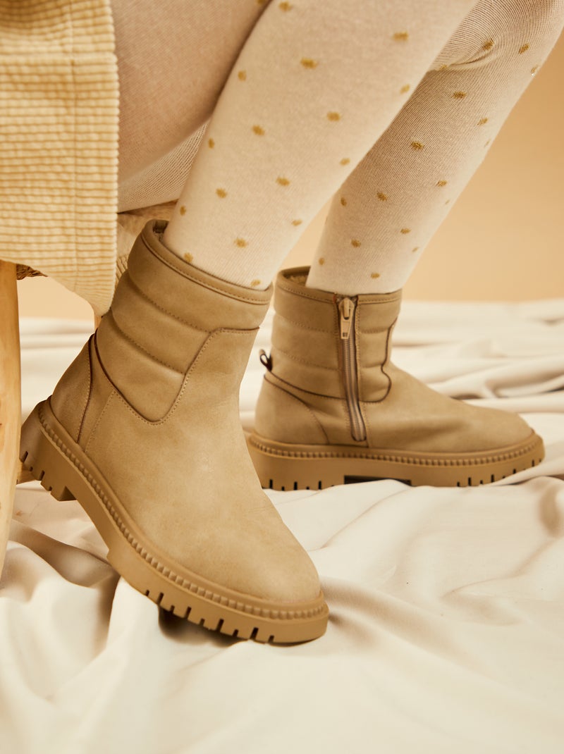 Botines abrigados con pelo MARRON - Kiabi