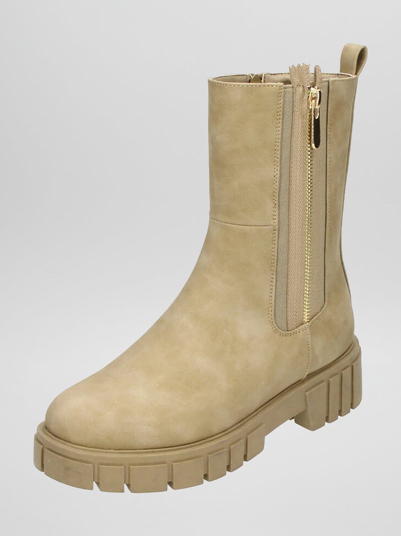 Botines altos con suela gruesa MARRON - Kiabi