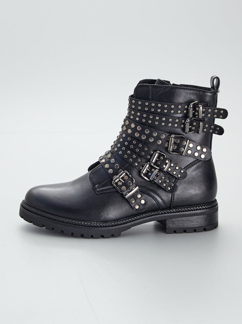 Botines altos con tachuelas negro - Kiabi