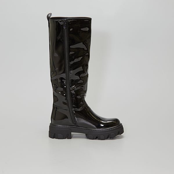 Botines altos de charol Mujer talla 34 a 48 - NEGRO - Kiabi - 38,00€