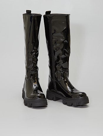 Botines charol negro mujer con descuentos | Kiabi