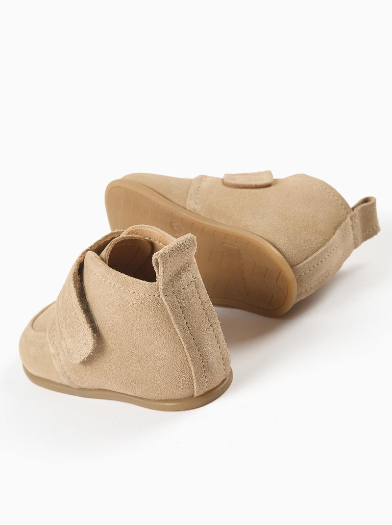 Botines Barefoot de ante con tira autoadherente Beige - Kiabi