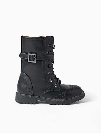 Botines biker con cordones y forro suave