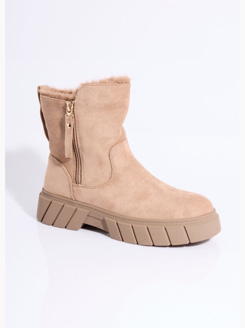 Botines cálidos de ante con cuña - AFIBEL - Kiabi