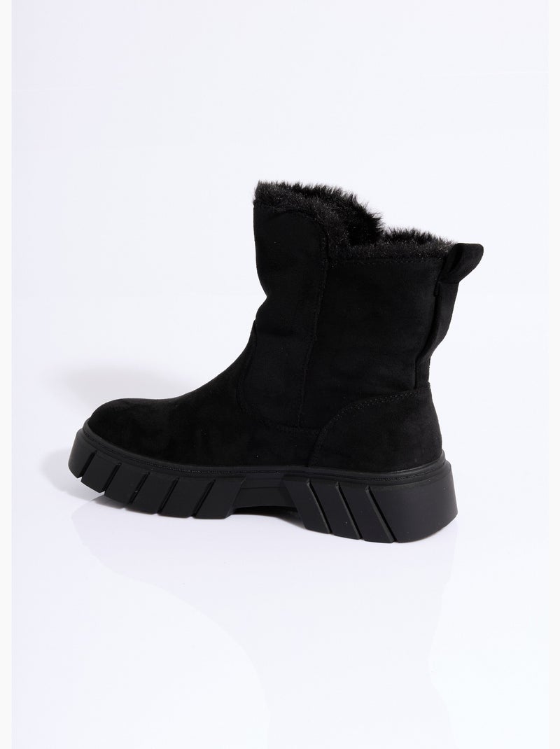Botines cálidos de ante con cuña - AFIBEL Negro - Kiabi