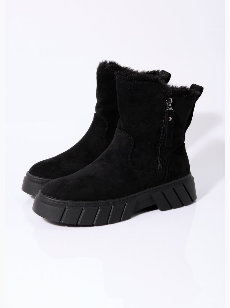 Botines cálidos de ante con cuña - AFIBEL Negro - Kiabi