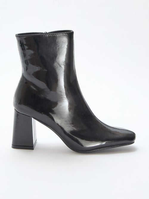Botines charol con tacón cuadrado - Kiabi