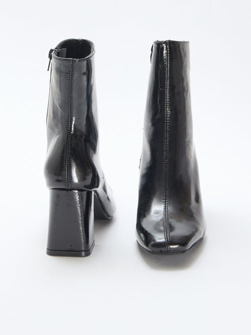 Botines charol con tacón cuadrado - Kiabi