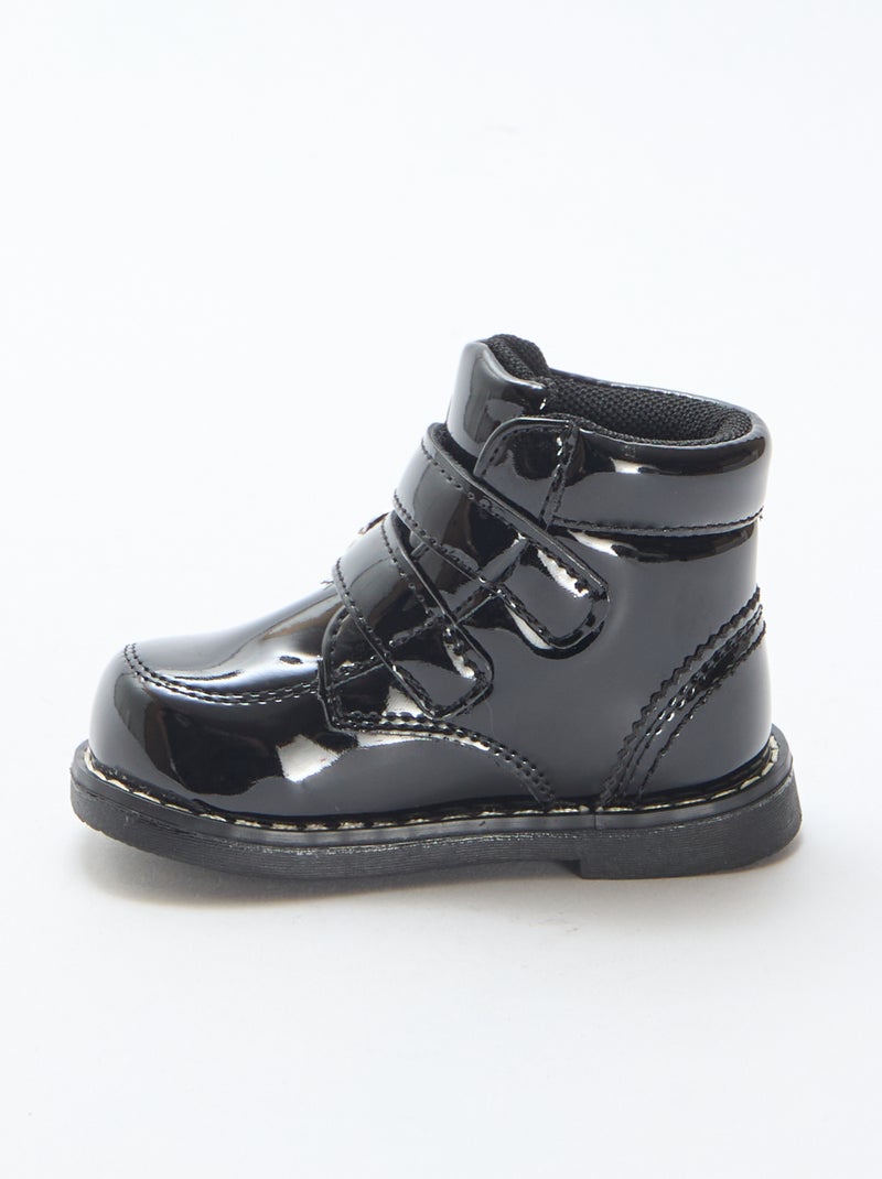 Botines charol con velcro Negro - Kiabi