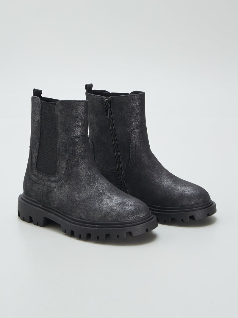 Botines chelsea con suela dentada negro - Kiabi