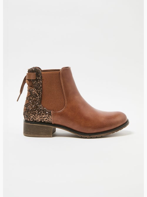 Botines Chelsea con tacón y lazo de lentejuelas - AFIBEL - Kiabi