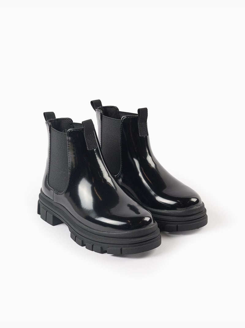 Botines chelsea de charol con suela antideslizante Negro Negro - Kiabi