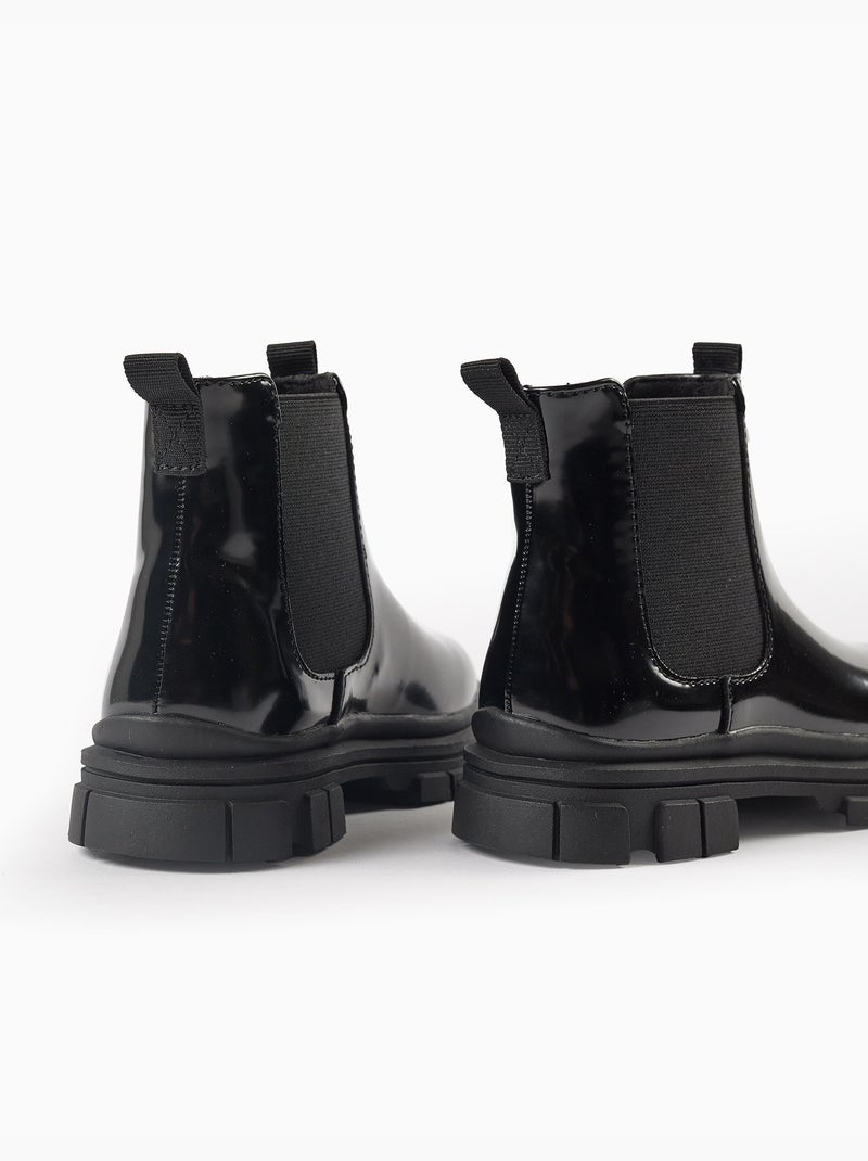 Botines chelsea de charol con suela antideslizante Negro Negro - Kiabi