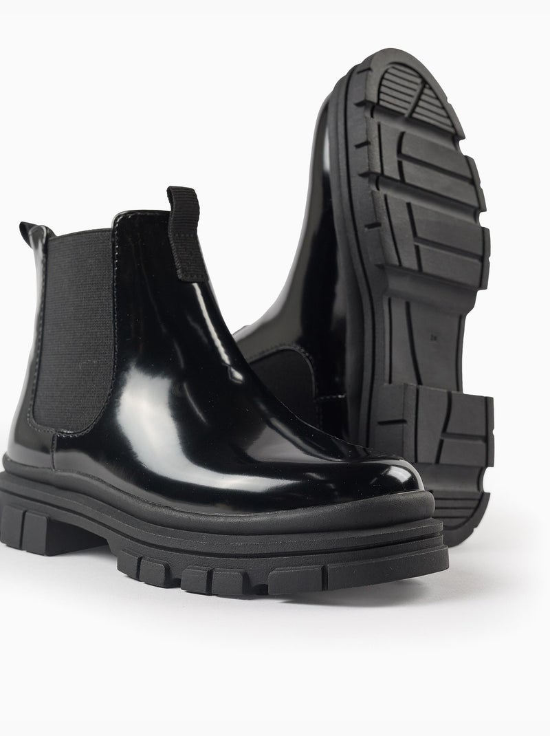 Botines chelsea de charol con suela antideslizante Negro Negro - Kiabi