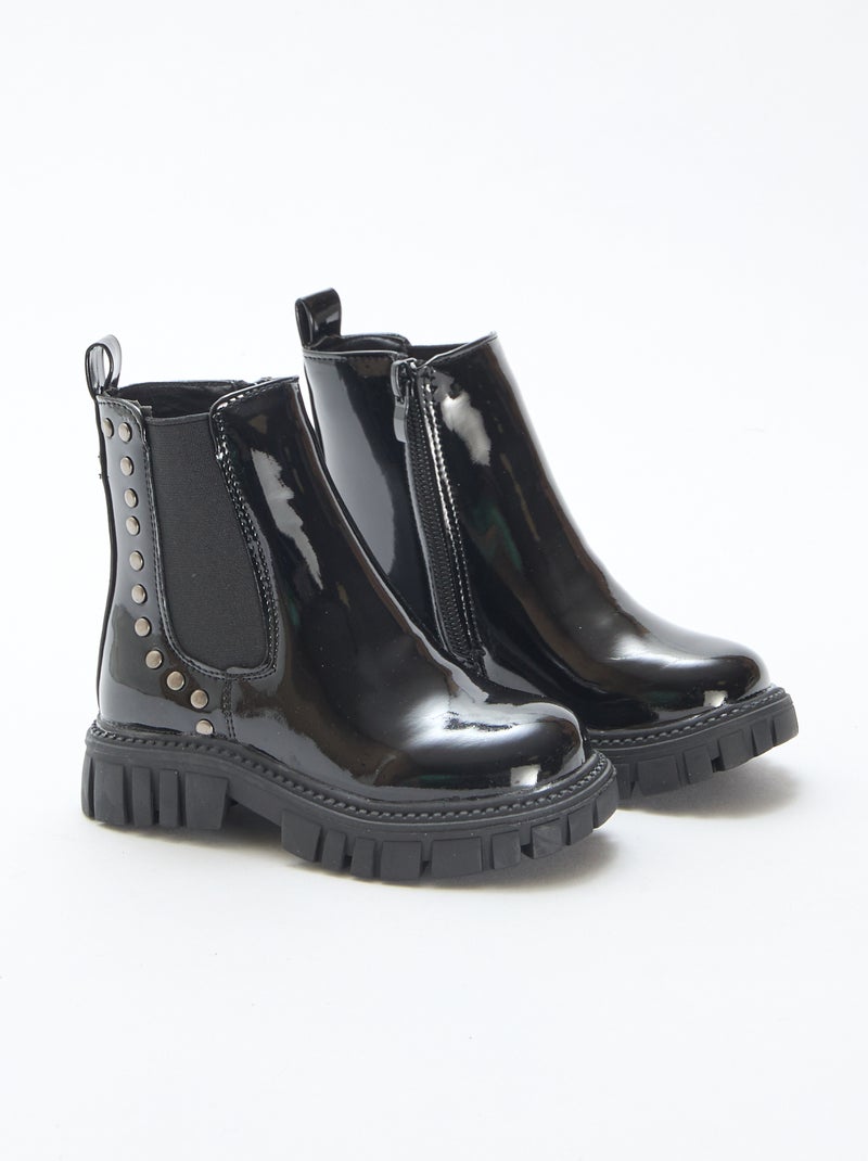 Botines Chelsea de charol Negro - Kiabi