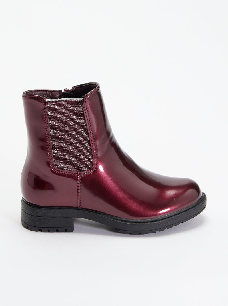 Botines Chelsea de imitación con elásticos brillantes Rojo - Kiabi
