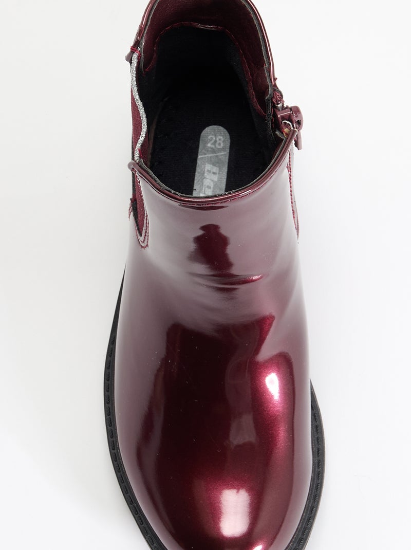 Botines Chelsea de imitación con elásticos brillantes Rojo - Kiabi