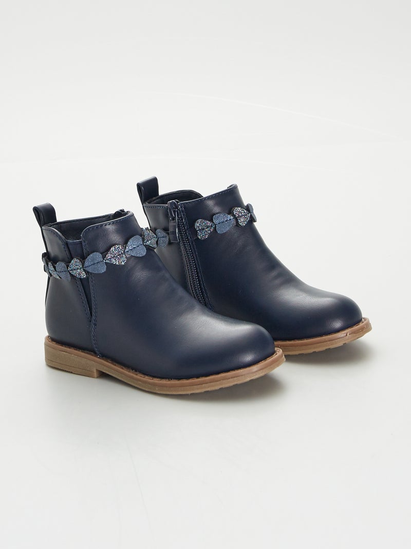 Botines Chelsea de material sintético AZUL - Kiabi