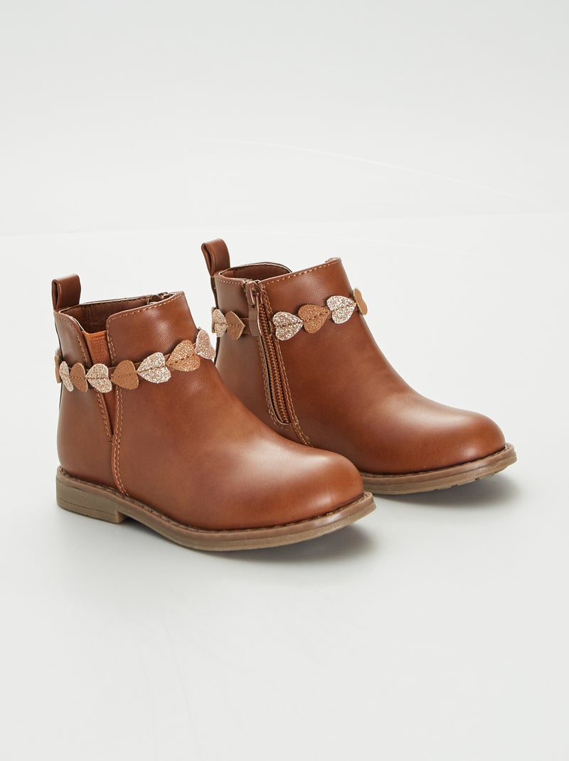 Botines Chelsea de material sintético MARRON - Kiabi
