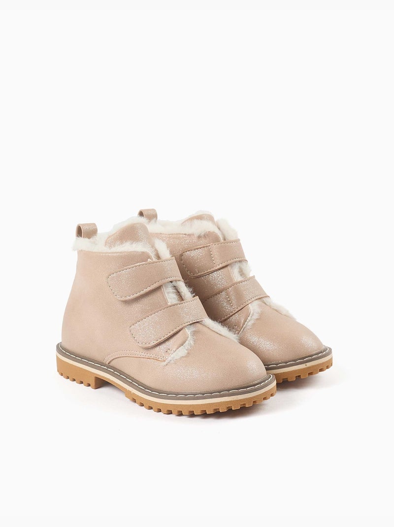 Botines con acabado de purpurina y peluche Rosa - Kiabi