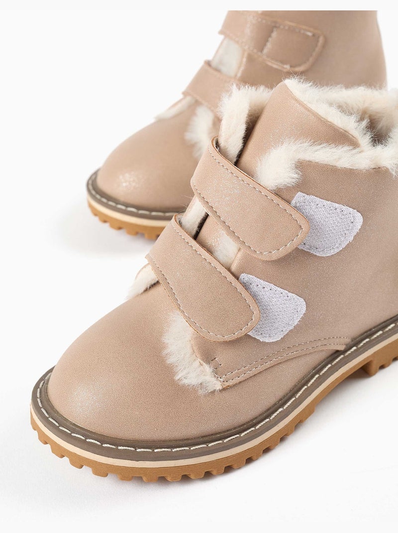 Botines con acabado de purpurina y peluche Rosa - Kiabi