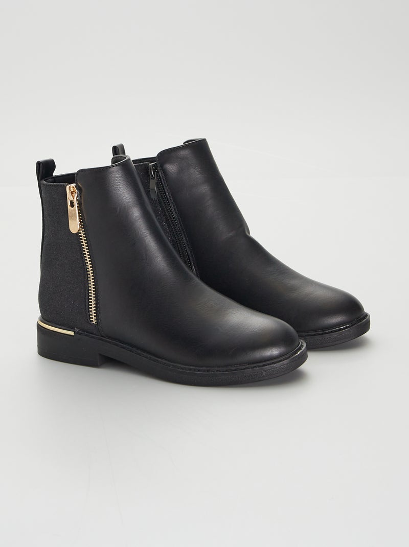 Botines con cierre dorado NEGRO - Kiabi