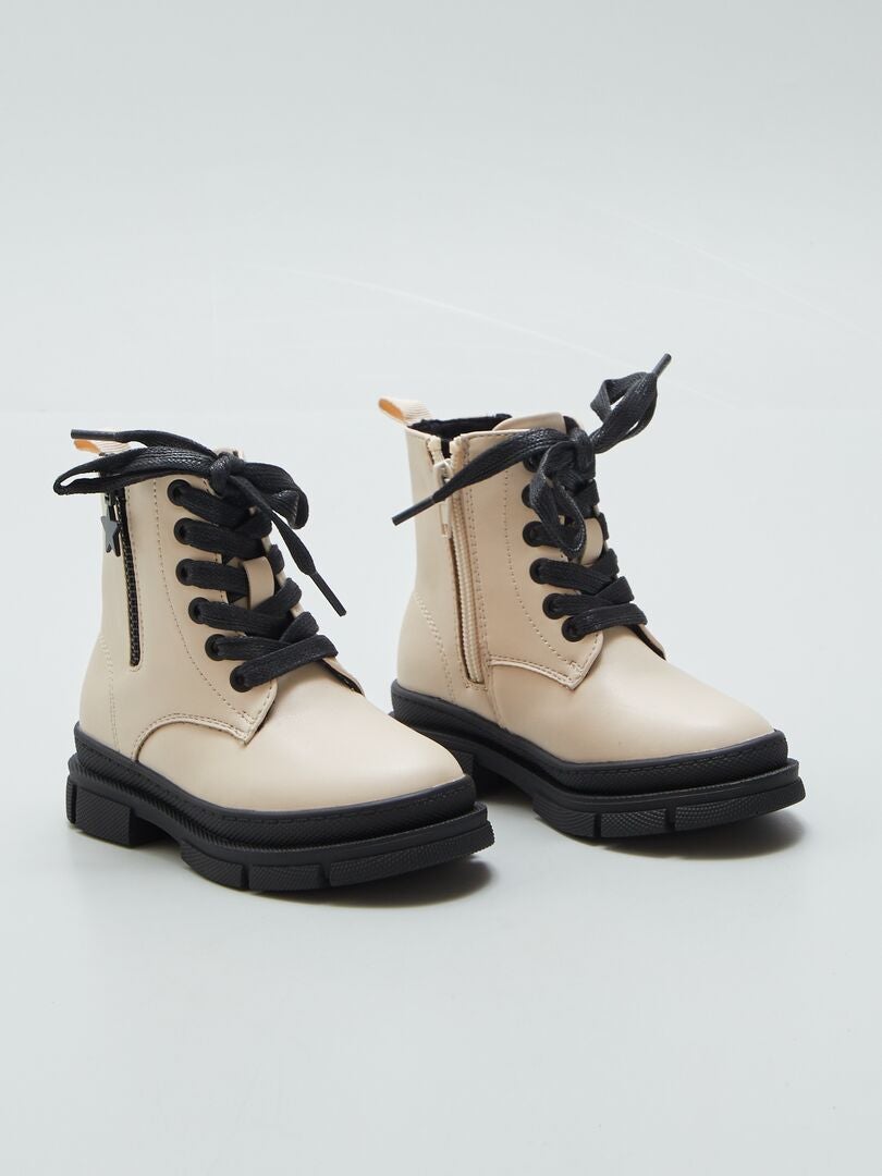 Botines con cordones y cierre BEIGE - Kiabi