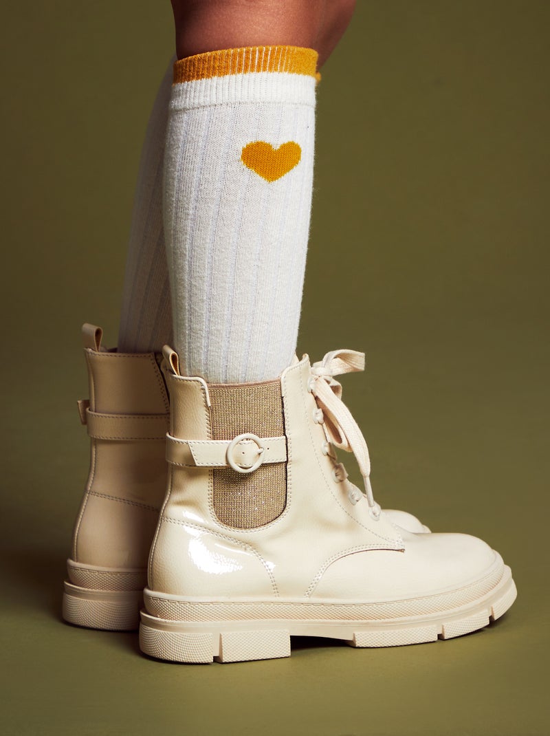 Botines con cordones y suela dentada BEIGE - Kiabi