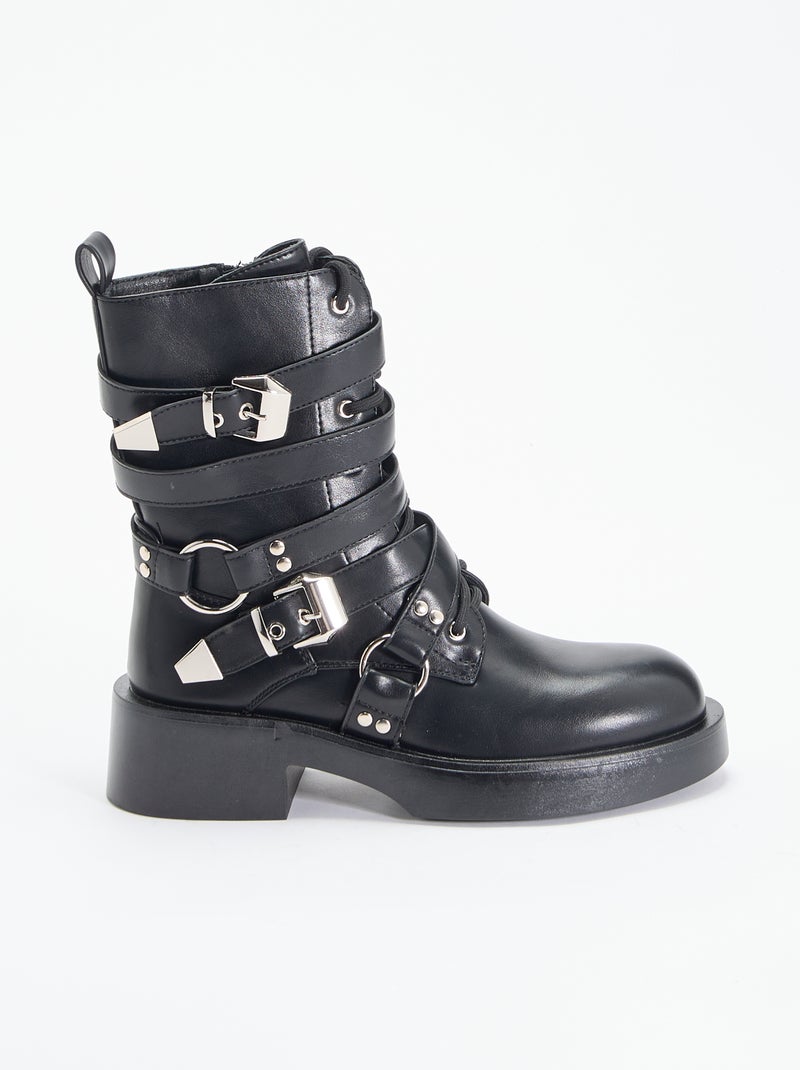 Botines con correas Negro - Kiabi