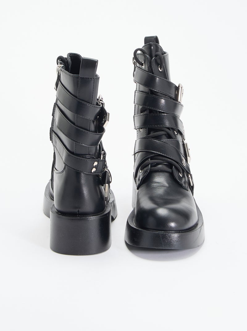 Botines con correas Negro - Kiabi