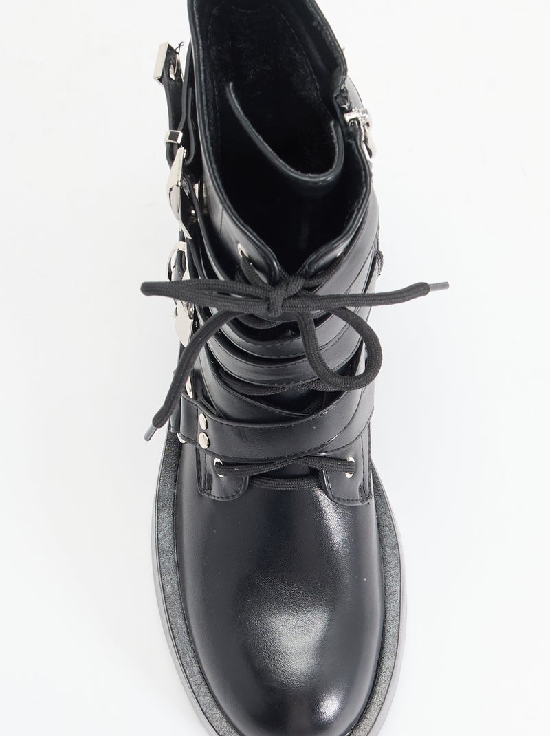 Botines con correas Negro - Kiabi