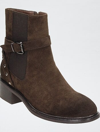 Botines con cremallera de antelina