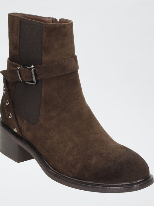 Botines con cremallera de antelina - Kiabi