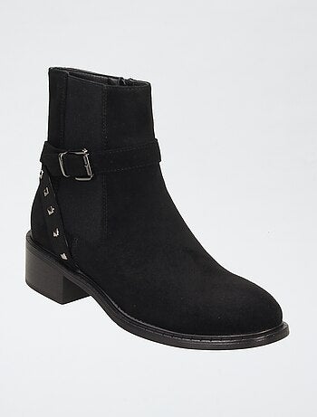 Botines con cremallera de antelina