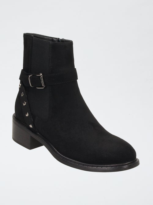 Botines con cremallera de antelina - Kiabi