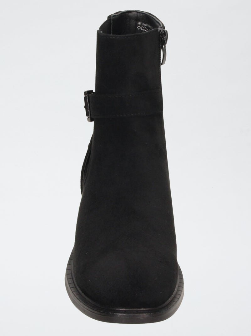 Botines con cremallera de antelina Negro - Kiabi