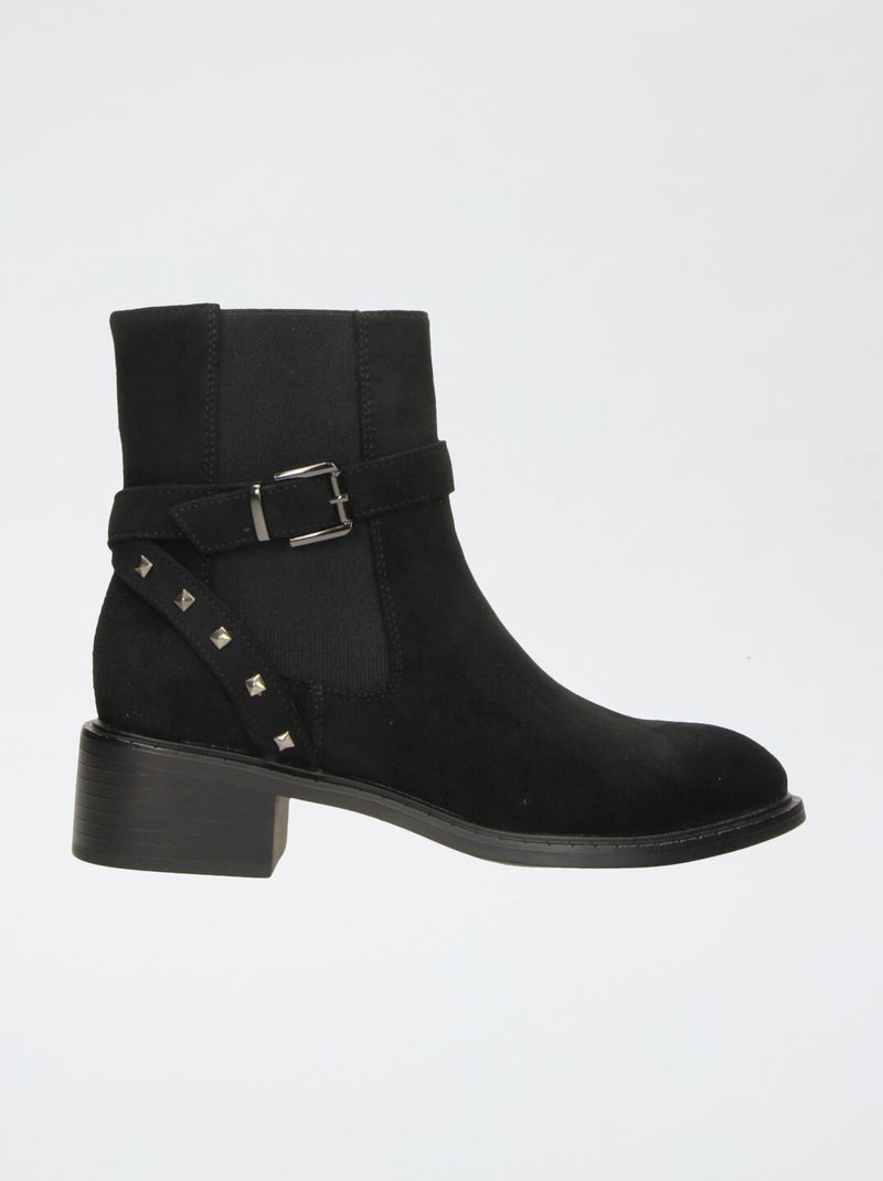 Botines con cremallera de antelina Negro - Kiabi