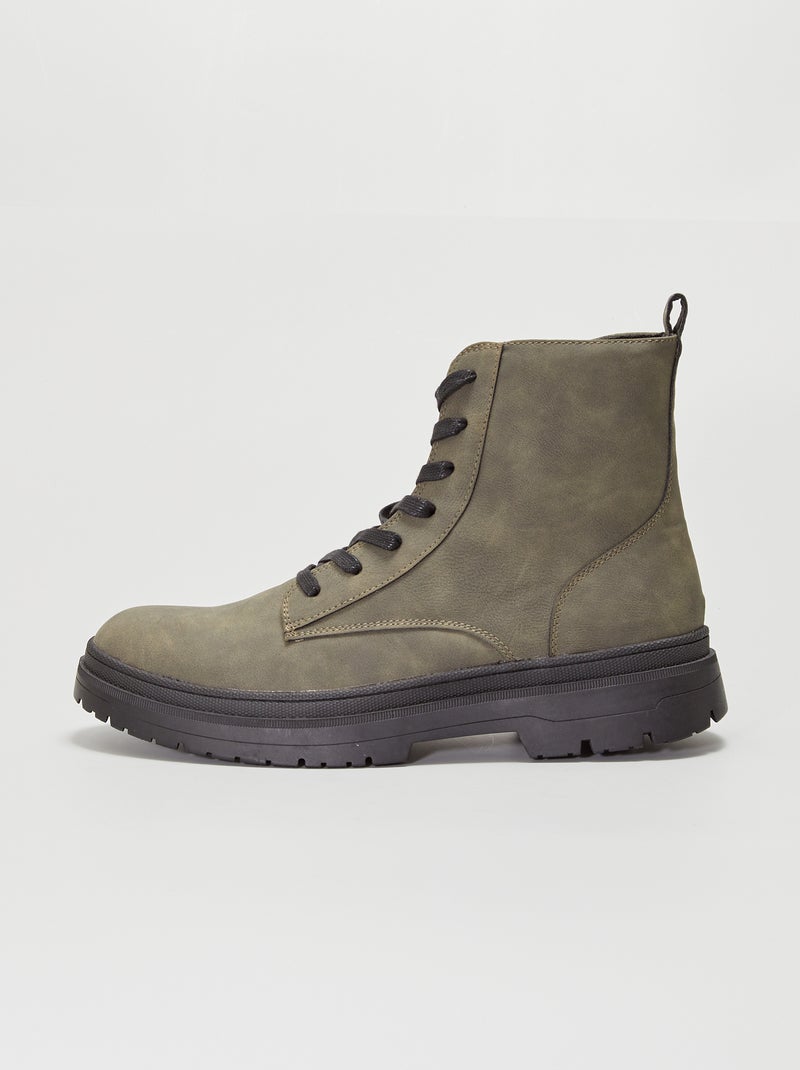 Botines con cremallera verde selva - Kiabi