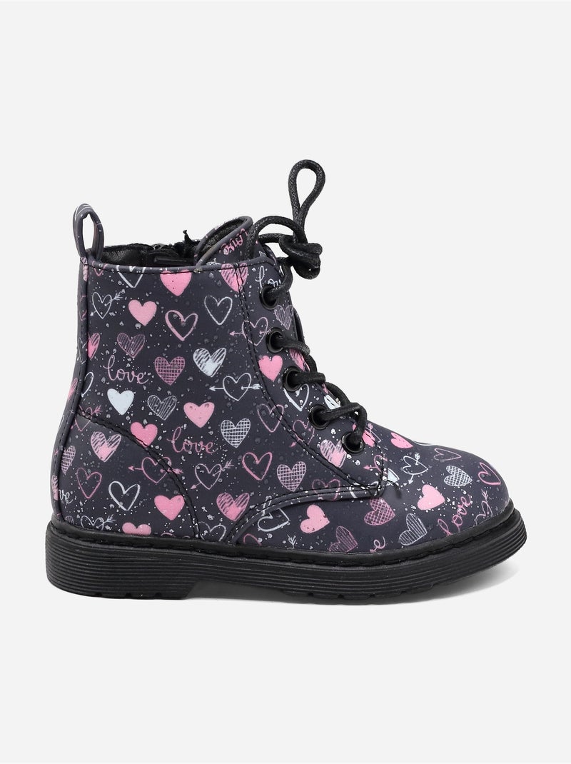 Botines con detalle de corazón Negro Azul - Kiabi