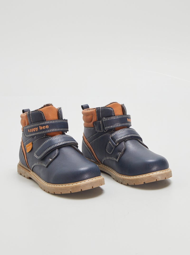 Botines con doble tira de velcro AZUL - Kiabi