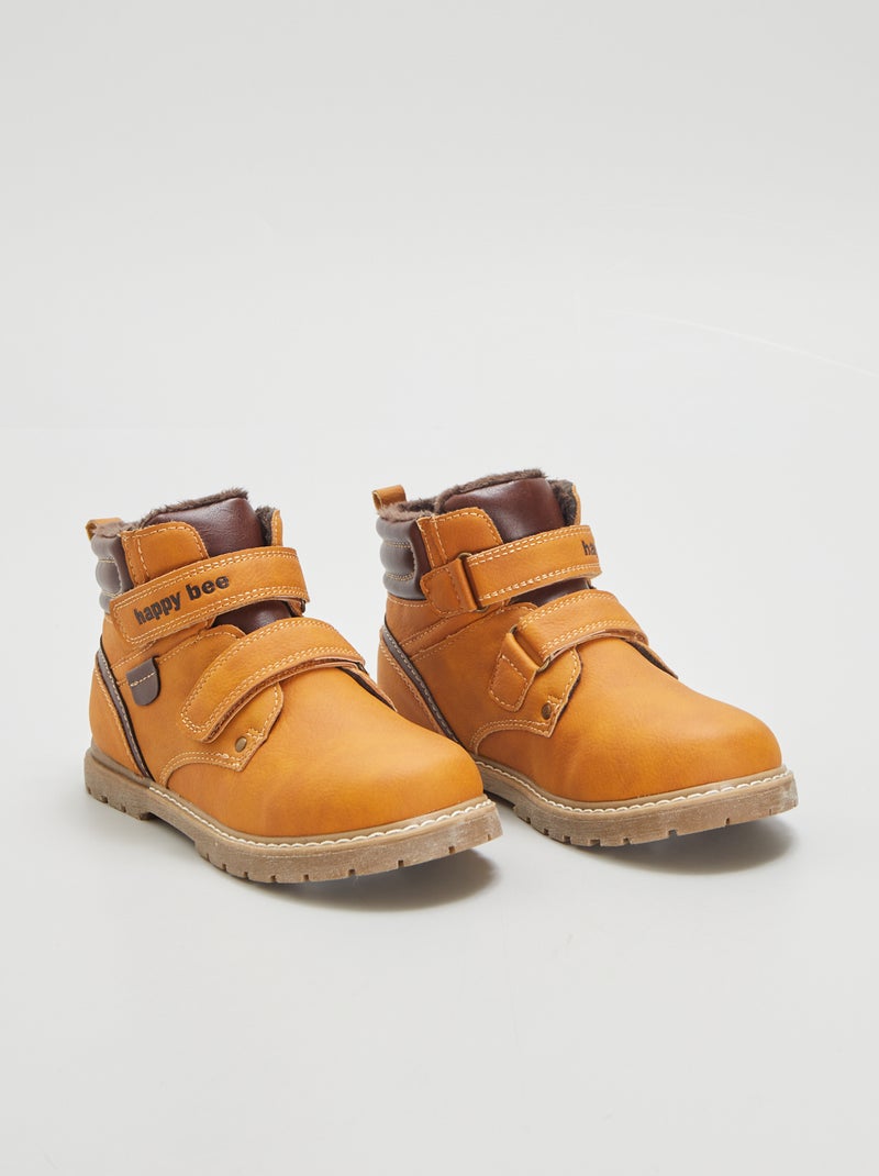 Botines con doble tira de velcro MARRON - Kiabi