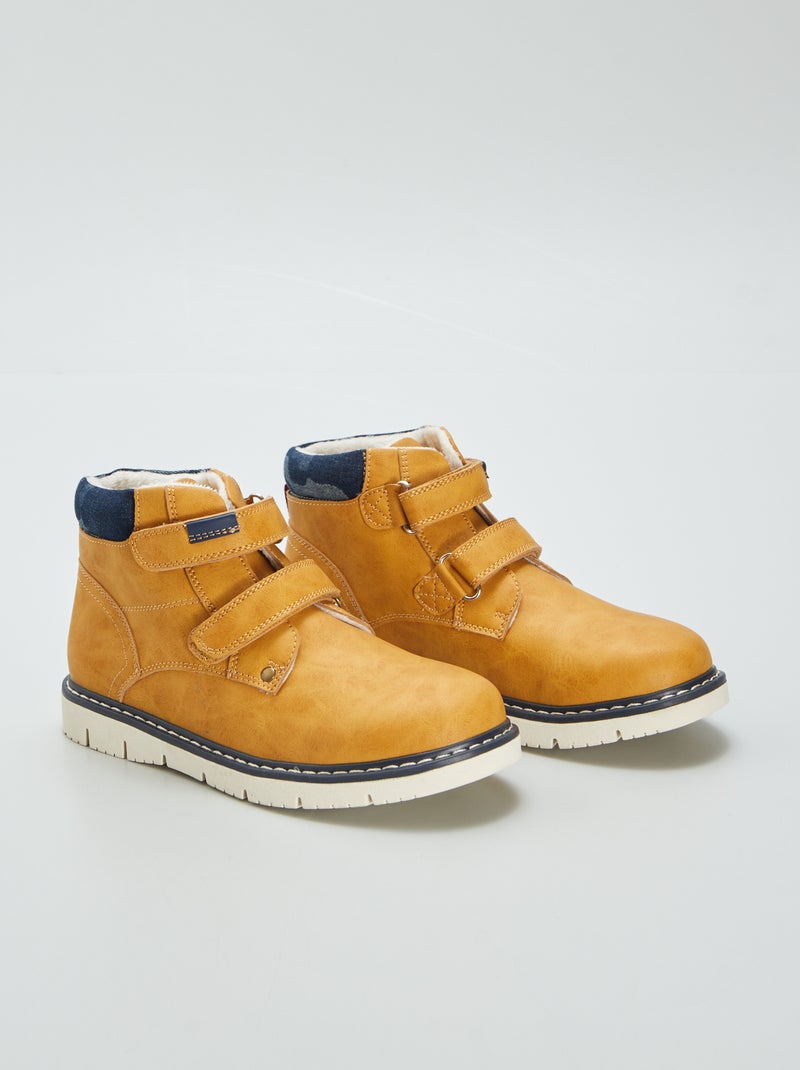 Botines con doble tira de velcro MARRON - Kiabi