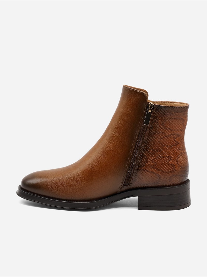 Botines con efecto cocodrilo Marrón - Kiabi