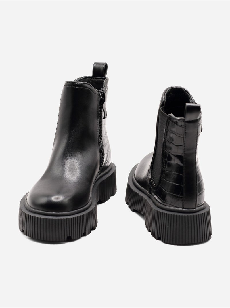 Botines con efecto cocodrilo Negro - Kiabi