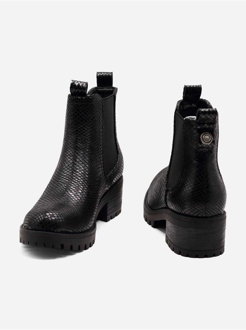 Botines con efecto cocodrilo Negro - Kiabi