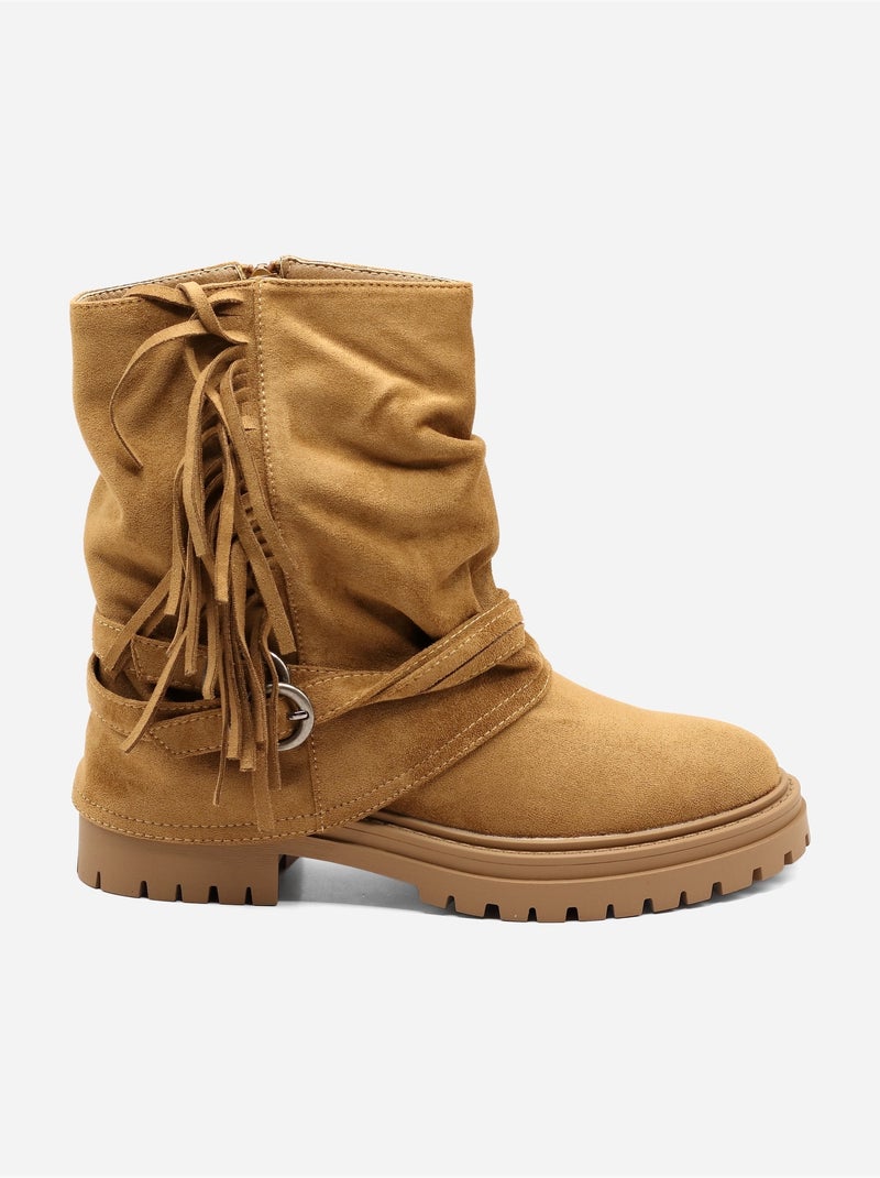 Botines con flecos Camel - Kiabi