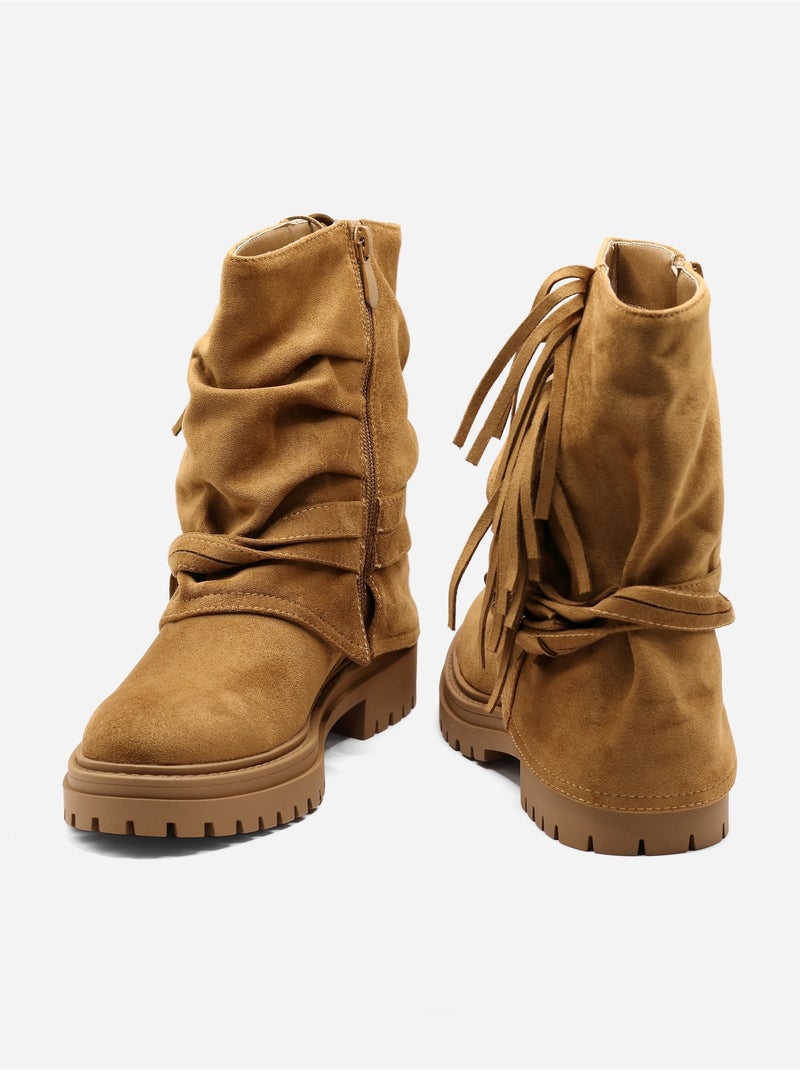 Botines con flecos Camel - Kiabi