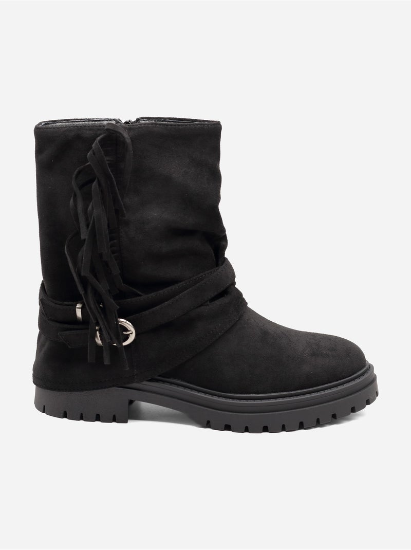 Botines con flecos Negro - Kiabi