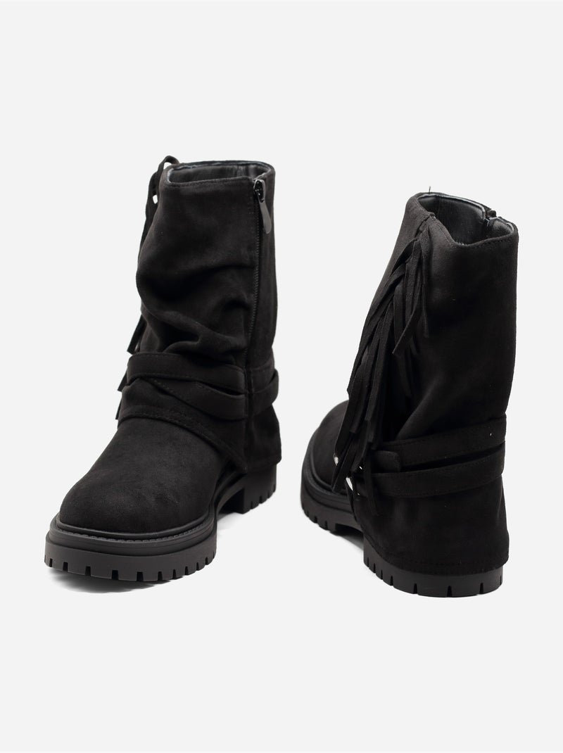 Botines con flecos Negro - Kiabi