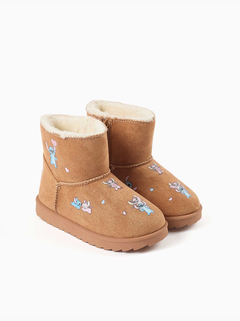 Botines con forro de pelo y estampados de stitch Beige oscuro - Kiabi